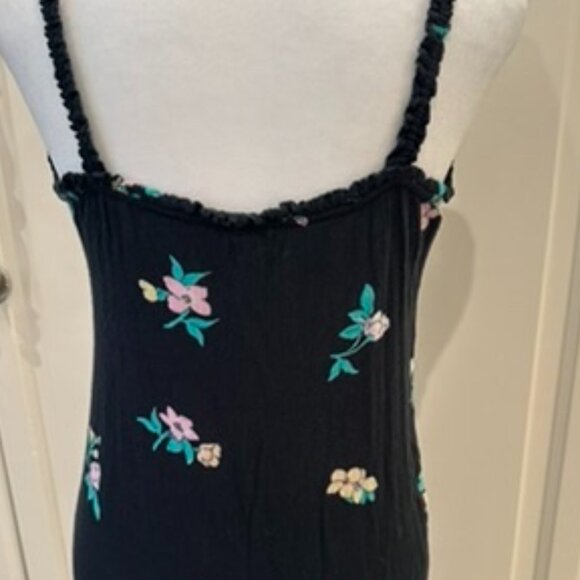 Ladies Black spaghetti strap button down dress - Picture 3 of 4